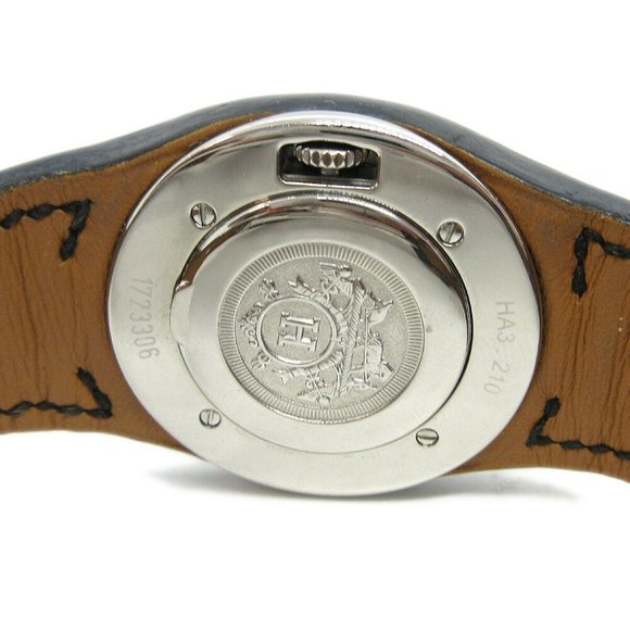 Authentic HERMES HA3.210 Arne Ladies Quartz Wristwatch Watch Silver SS - Picture 3 of 6